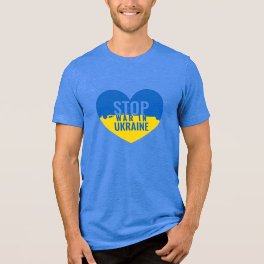 Stop War in Ukraine. I support Ukraine. トライブレンドＴシャツ (正面)