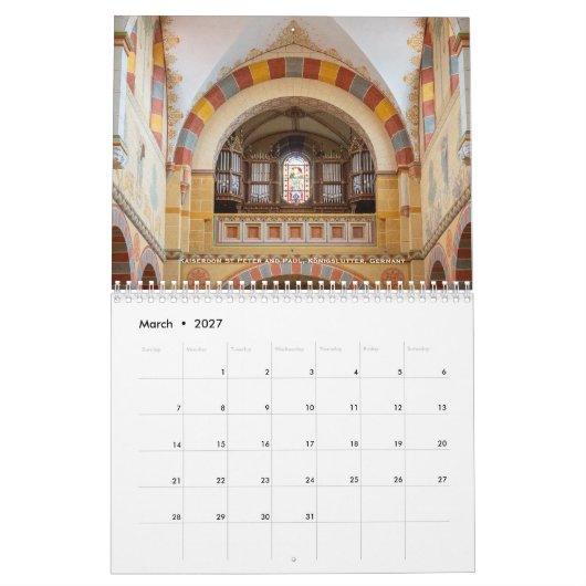 Stops Along the Way - Pipe Organ calendar カレンダー (3月 2027)