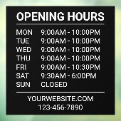 Store Hours Opening Hours Minimalist Black ウィンドウサイン (シート3)