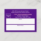 Store or Shop Business Purple Referral Card 紹介カード (正面)