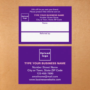 Store or Shop Business Purple Referral Card 紹介カード