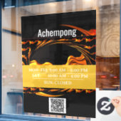 Storefront Sign: Achempong Gold Abstract Hour Disp ウィンドウサイン (カフェ窓)
