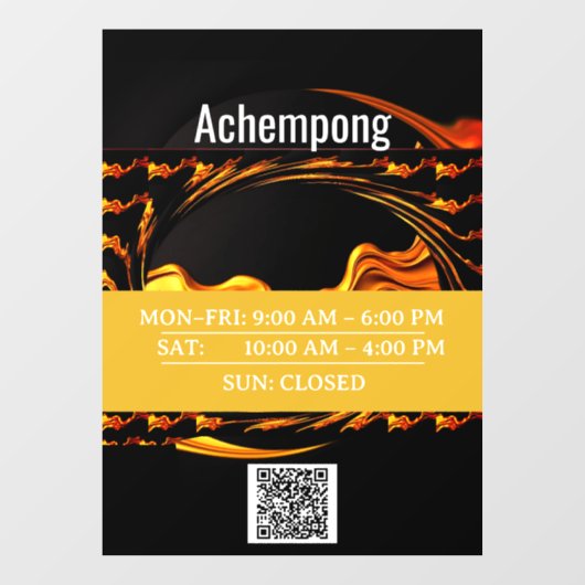 Storefront Sign: Achempong Gold Abstract Hour Disp ウィンドウサイン (シート)