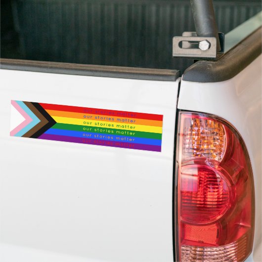 Stories Matter Gay Pride Intersection Rainbow Flag バンパーステッカー (トラック上)
