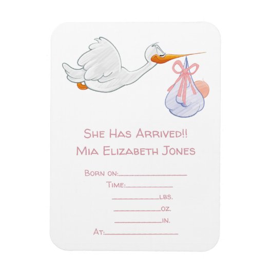 Storkとベビー マグネット (縦)