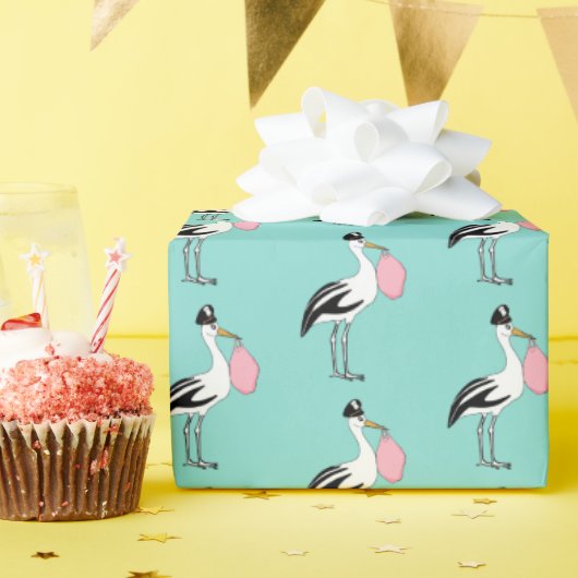 Stork特殊配信ベビーリビールブルーピンクパーティー ラッピングペーパー (誕生日パーティー)