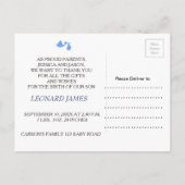 Stork男の赤ちゃん写真の発表 案内ポストカード (裏面)