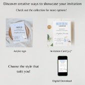 Stork赤スペインのちゃんシャワーほこりっぽいブルーQrコードギフト 招待状