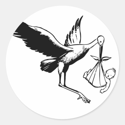 Stork配信ベビーヴィンテージルックおめでとう ラウンドシール (正面)