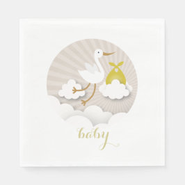 Stork +クラウドニュートラルベビーシャワーナプキンズ スタンダードランチョンナプキン