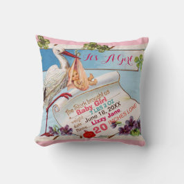 STORK、ベビー、SHAMROCKSフローラガールベビー統計 クッション