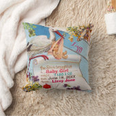 STORK、ベビー、SHAMROCKSフローラガールベビー統計 クッション (ブランケット)