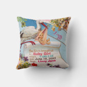 STORK、ベビー、SHAMROCKSフローラガールベビー統計 クッション (裏面)