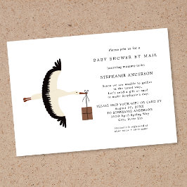 Stork and package Baby Shower by mail招待状 招待状