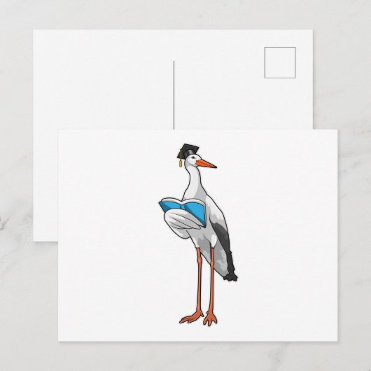 Stork as先生with Book ポストカード (正面/裏面)