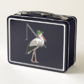 Stork at Fishing with Fishing rod メタルランチボックス (裏面)