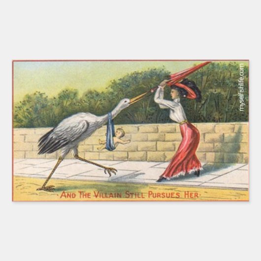 Stork Attack Stickers （子フリー） 長方形シール (正面)