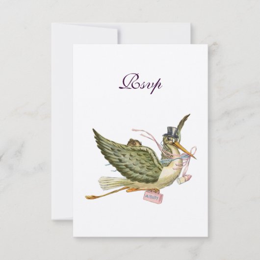 STORK BABY GIRL SHOWER, RSVP，クリー感じム 出欠カード (正面)