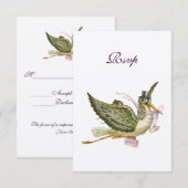 STORK BABY GIRL SHOWER, RSVP，クリー感じム 出欠カード (正面/裏面)