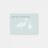 Stork Baby Shower Blue Post it Notes ポストイット (正面)