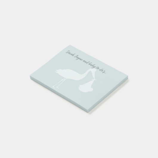Stork Baby Shower Blue Post it Notes ポストイット (アングル)