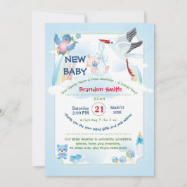 Stork Baby Shower Invitation 招待状