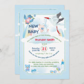 Stork Baby Shower Invitation 招待状 (正面/裏面)