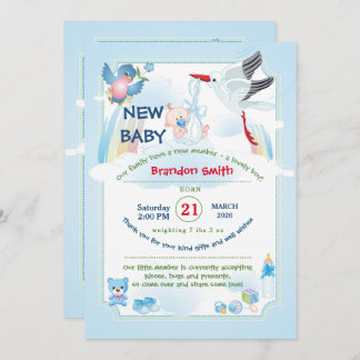 Stork Baby Shower Invitation 招待状