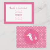 Stork Baby Shower Registry Card - Pink エンクロージャーカード (正面/裏面)