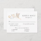 Stork Baby Shower RSVP応答 招待状 (正面/裏面)