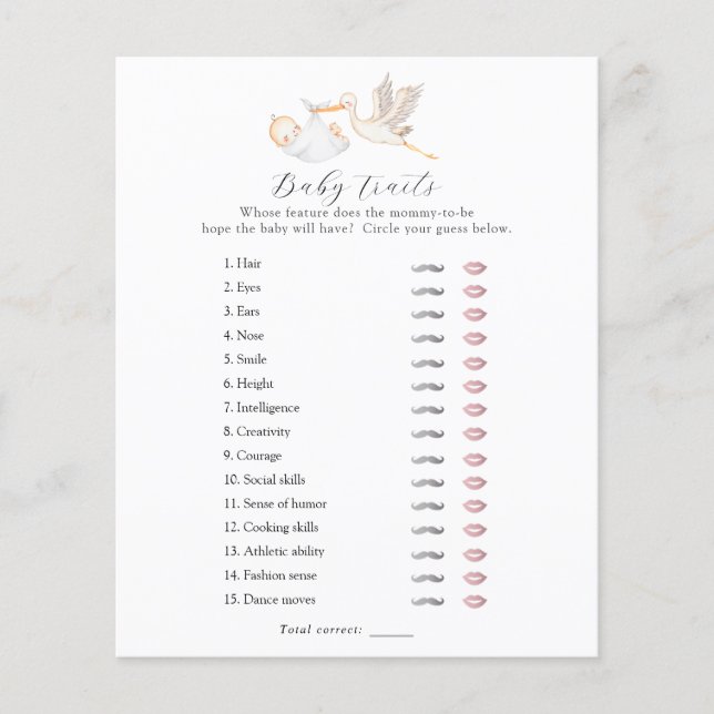 Stork Baby Traits Shower Game (正面)