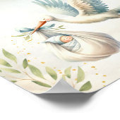 Stork Blueヴィンテージ少年ベイビーシャワーの好意ポスター ポスター (角)