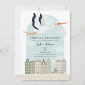 Stork Boho Baby Shower Special Delivery Sprinkle 招待状 (正面)