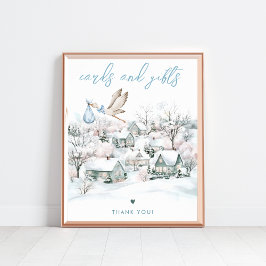 Stork Boy Winter Baby Shower Cards & Gifts Sign ポスター