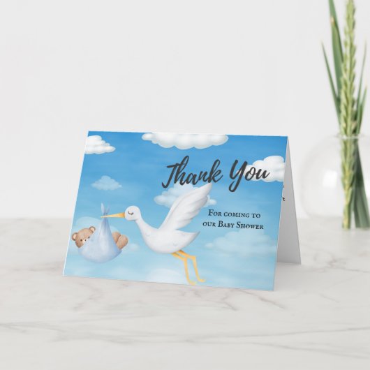 Stork Boys Thank You Baby Shower Card サンキューカード (正面)