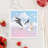 Stork Carrying a Baby Cloudy Sky スタンダードランチョンナプキン (インサイチュ)