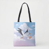 Stork Carrying a Baby Cloudy Sky トートバッグ (正面)