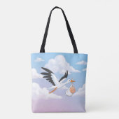 Stork Carrying a Baby Cloudy Sky トートバッグ (裏面)