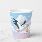 Stork Carrying a Baby Cloudy Sky 紙コップ (裏面)