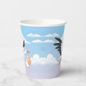 Stork Carrying a Baby Cloudy Sky 紙コップ (左)