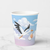 Stork Carrying a Baby Cloudy Sky 紙コップ (正面)