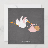 Stork Chalkboardアフリカ系アメリカ人ガールベビーシャワー 招待状 (裏面)