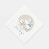 Stork + Clouds Boy Baby Shower Napkins スタンダードランチョンナプキン (角)