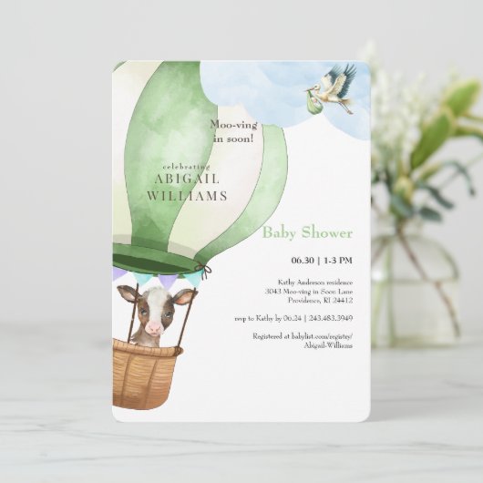 Stork & Cowモー-Bey Shower 招待状 (スタンド正面)