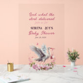 Stork Delivering a baby girl アクリルサイン (ウェディング)