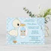 『Stork Delivery Baby Shawer Invitation』BOY BLUE 2A 招待状 (スタンド正面)