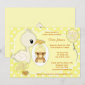 Stork Delivery Baby Shawer Invitation YELLOW 4C 招待状 (正面/裏面)