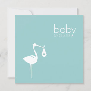 Stork Delivery Boy Blue Baby Showerへの招待 招待状