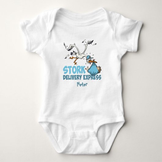 Stork Delivery – Gepersonaliseerde baby romper  ベビーボディスーツ (正面)