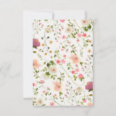 Stork Delivery Pink Floral Garden Girl Baby Shower サンキューカード (裏面)